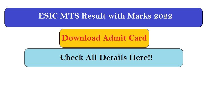 ESIC MTS Result with Marks 2022