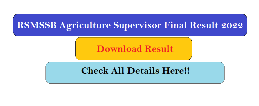 RSMSSB Agriculture Supervisor Final Result 2022